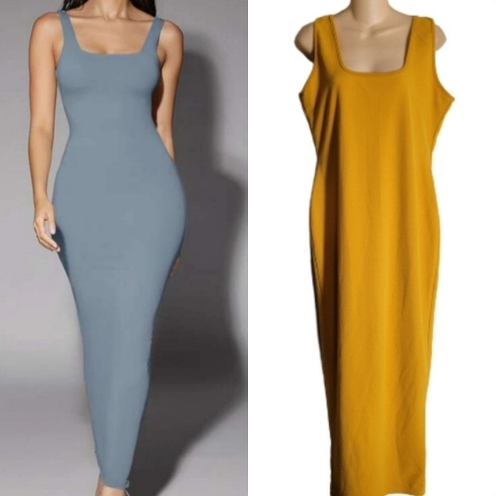 Missguided Mustard Yellow Sleeveless Square Bodycon Tank Dress Size Womens 12
